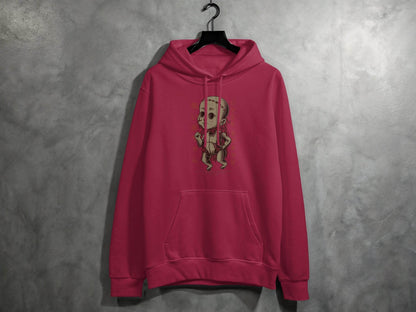 Scary Doll with Japanese Text Design Trendy Over Scary Hoodie - Design & Vybe