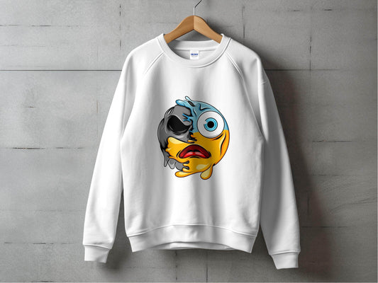 Melting Dual Face Smiley Graphic Sweater - Design & Vybe