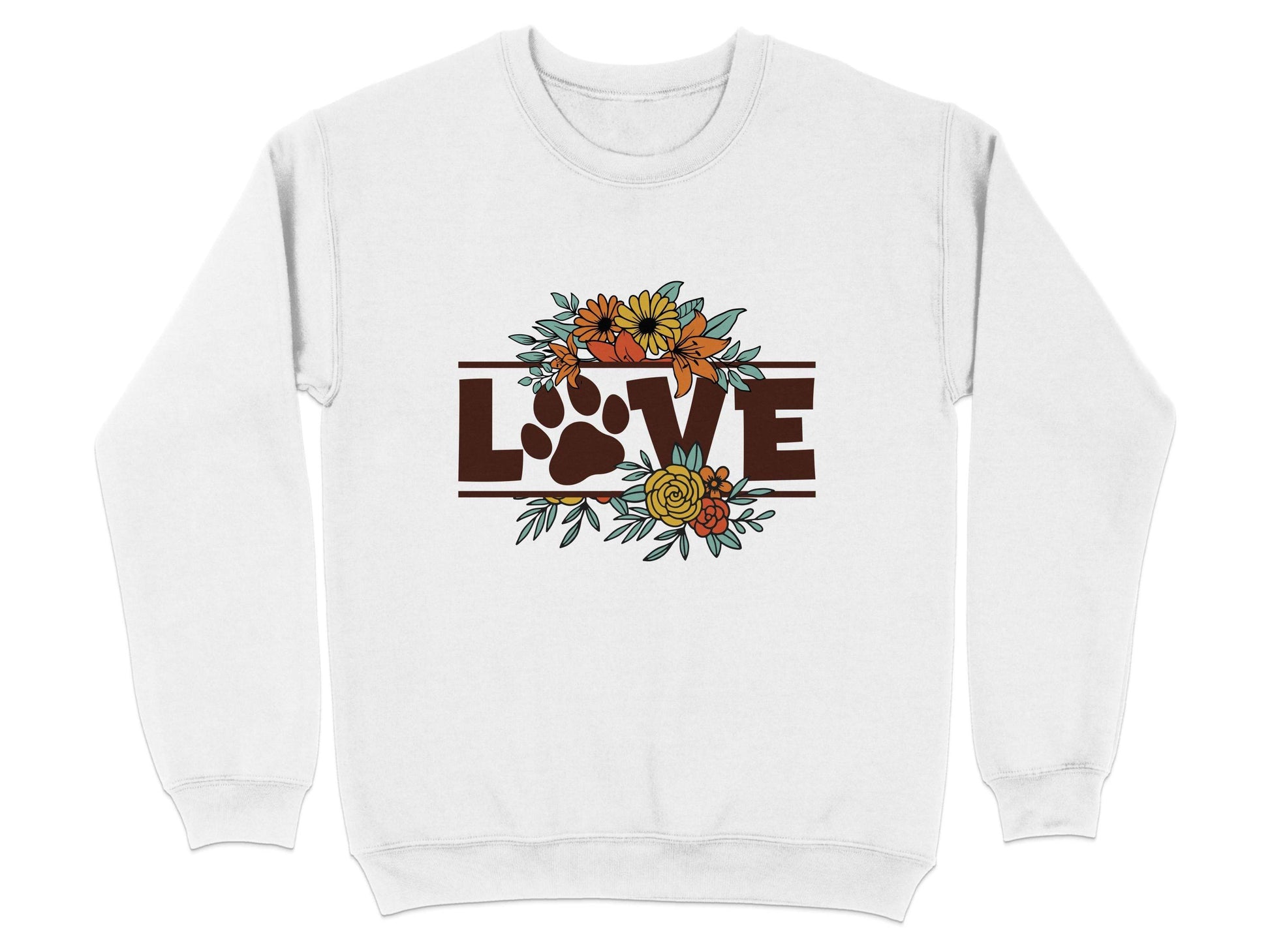 Floral Love Paw Print Design Graphic Flower Design Sweater - Design & Vybe