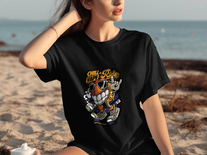 Chill and Vape Ride Fun Cartoon Style T-Shirt - Design & Vybe