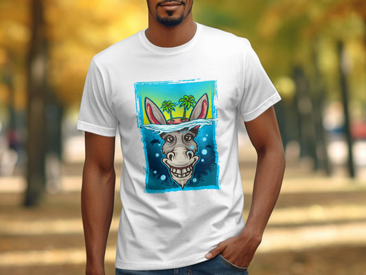 Funny Donkey T shirt with Tropical Background product type