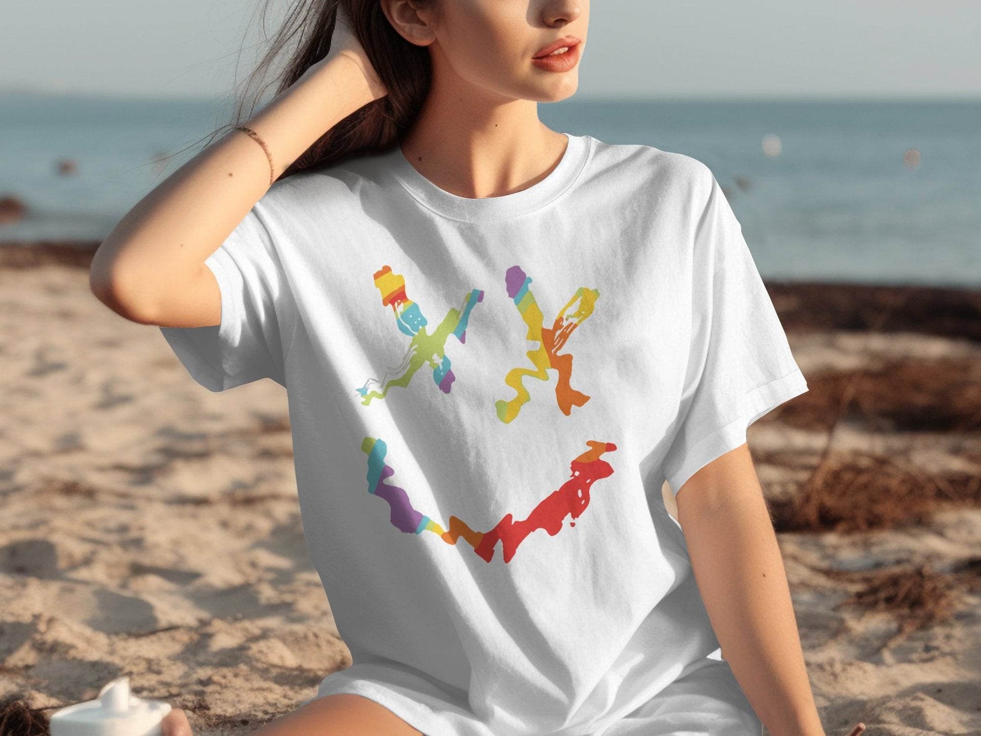 Unique Abstract Dead Smile Colorful Graphic Design Artwork T-shirt - Design & Vybe