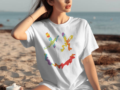 Unique Abstract Dead Smile Colorful Graphic Design Artwork T-shirt - Design & Vybe