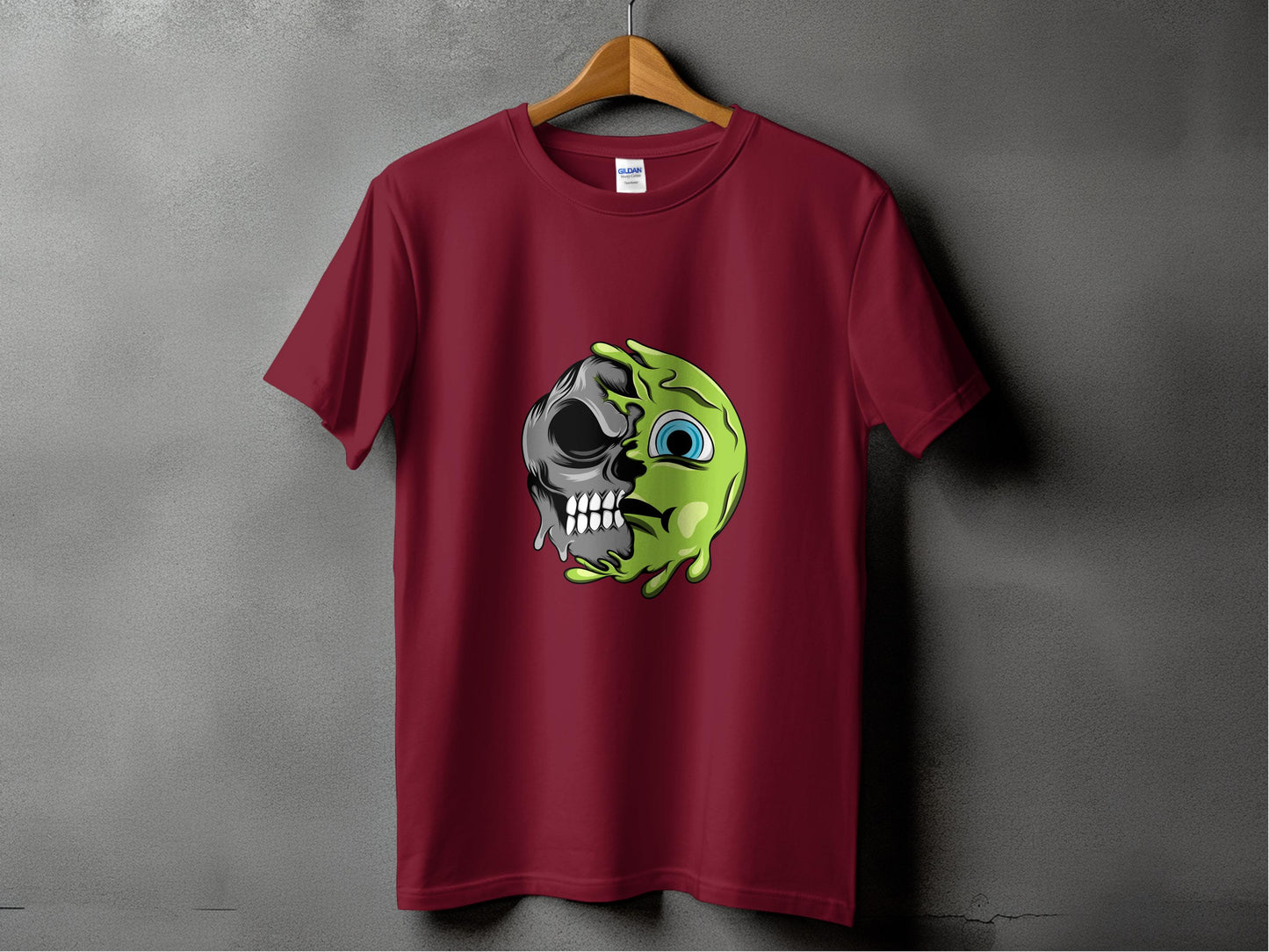Unique Melting Skull Design Maroon T-Shirt product