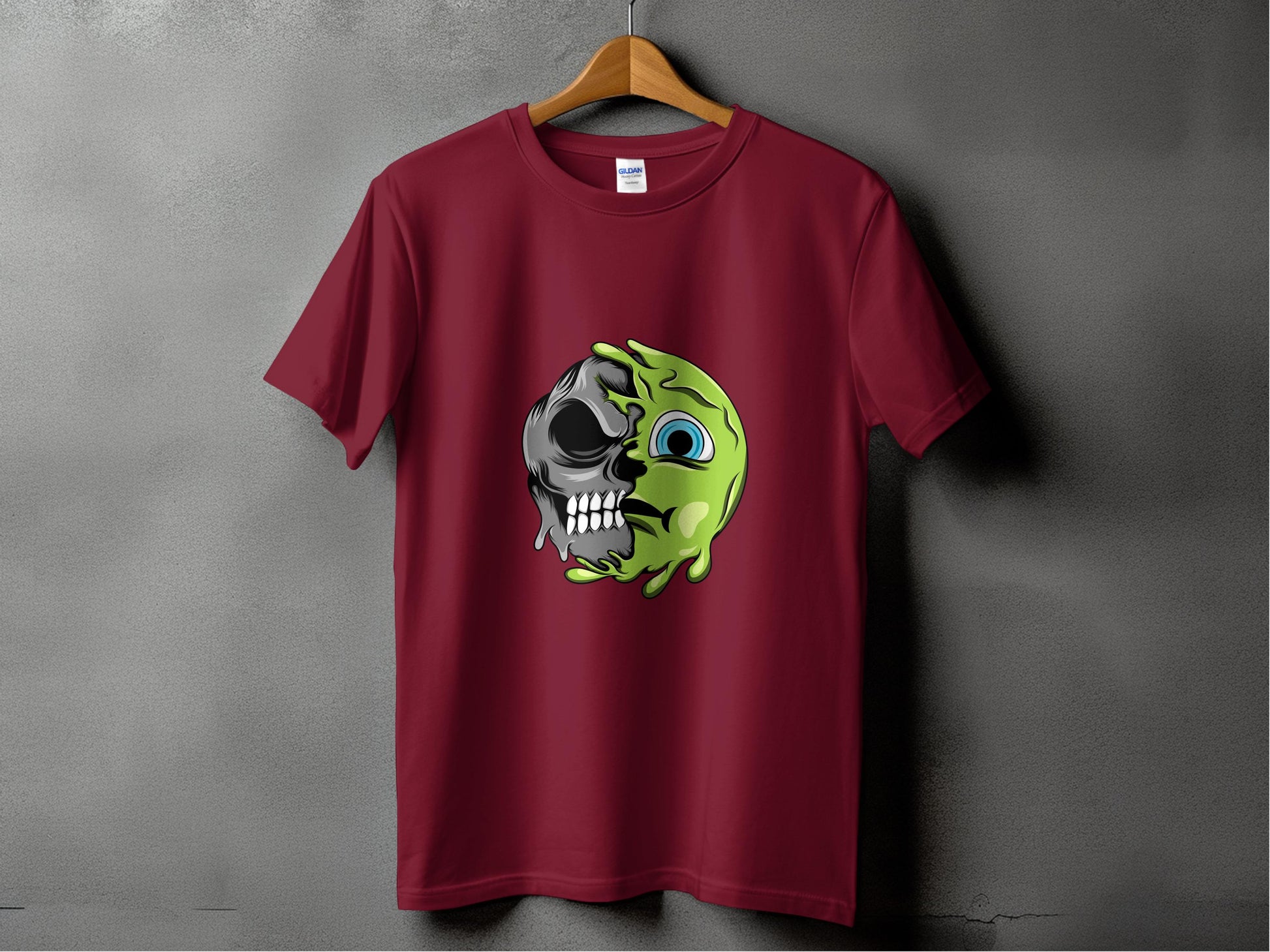 Unique Melting Skull Design Maroon T-Shirt product