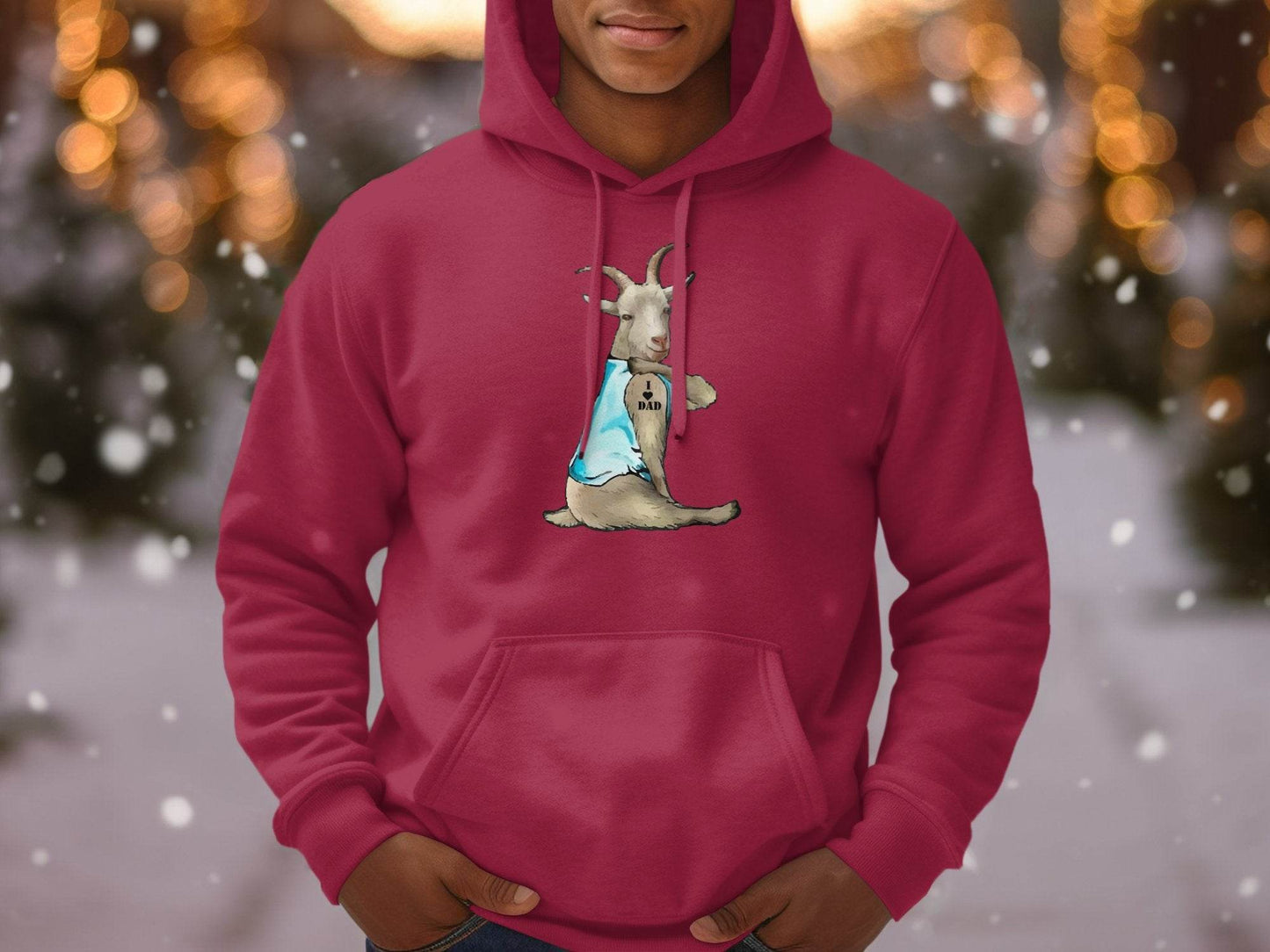 I Love Dad Print Quirky Goat Design Hoodie - Design & Vybe
