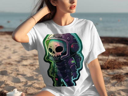 Colorful Astronaut Skull Printed Graphic T-Shirt product type