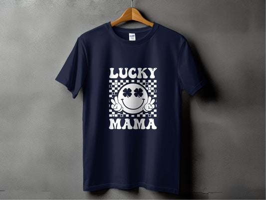 Lucky Mama St Patricks Day Design Smiley Face T-Shirt - Design & Vybe