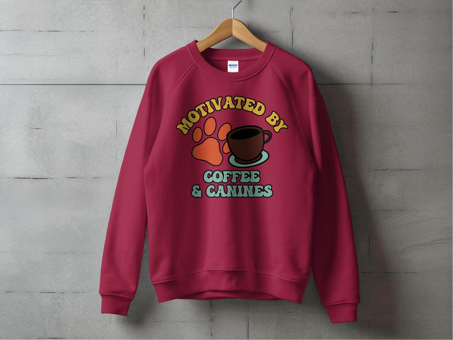 Motivated By Coffee Canines Graphic Art Novelty Sweater - Design & Vybe