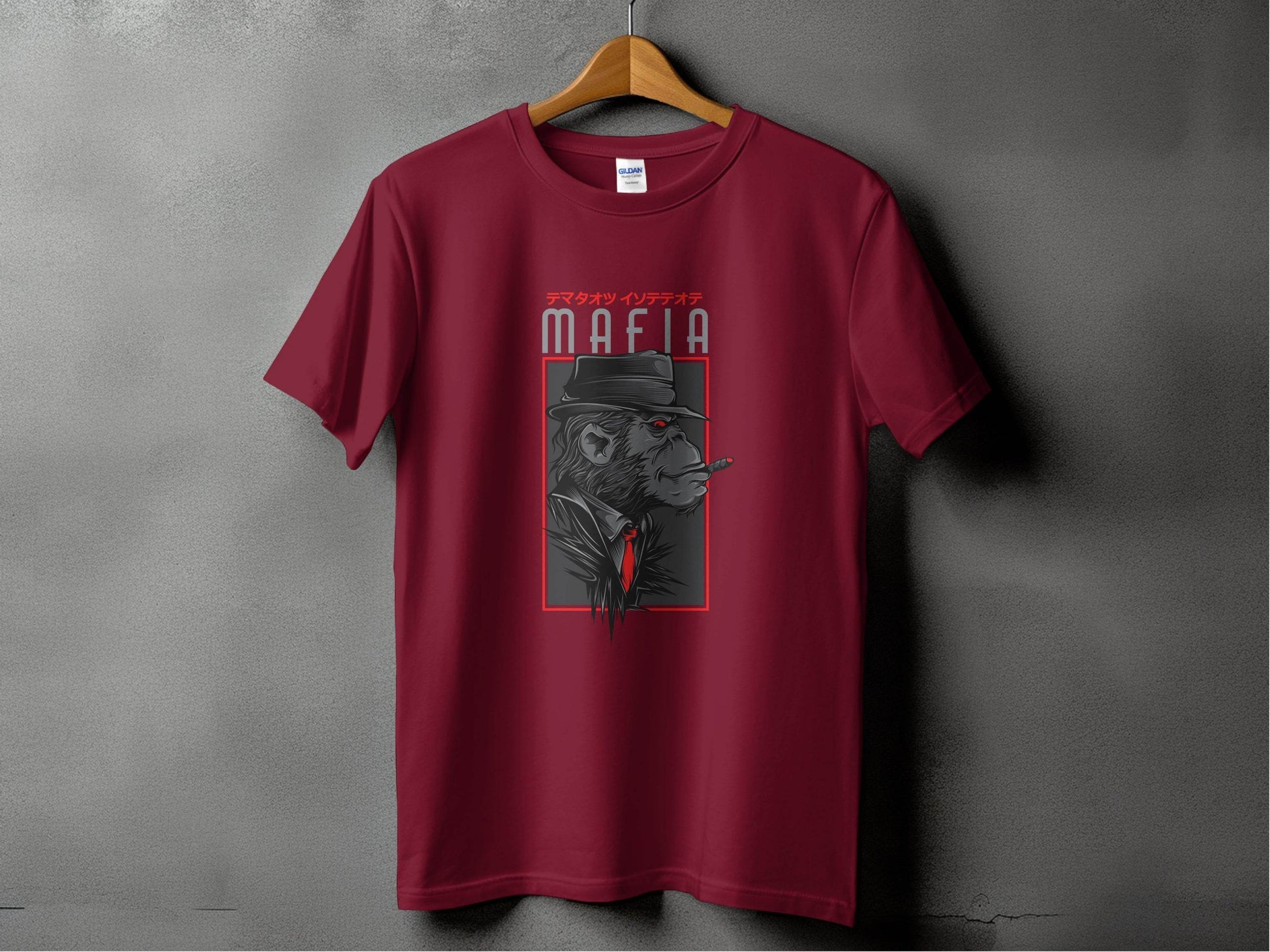 Gorilla Mafia with a Hat and Red Tie Graphic T-Shirt - Design & Vybe