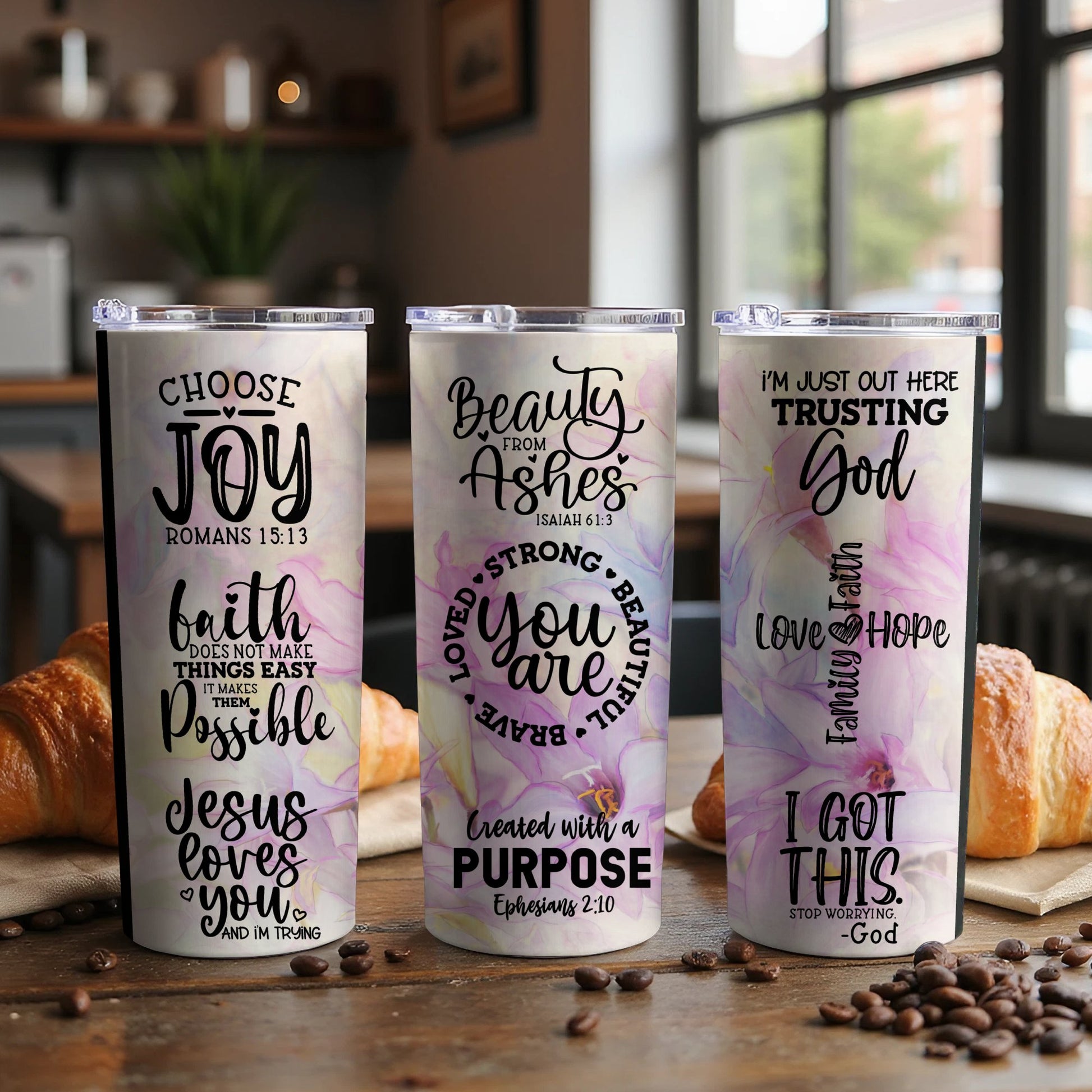 Inspirational Quotes Floral Design Tumbler product