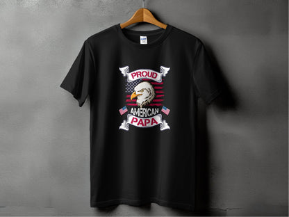 Proud American Papa USA Flag Bald Eagle T-Shirt - Design & Vybe