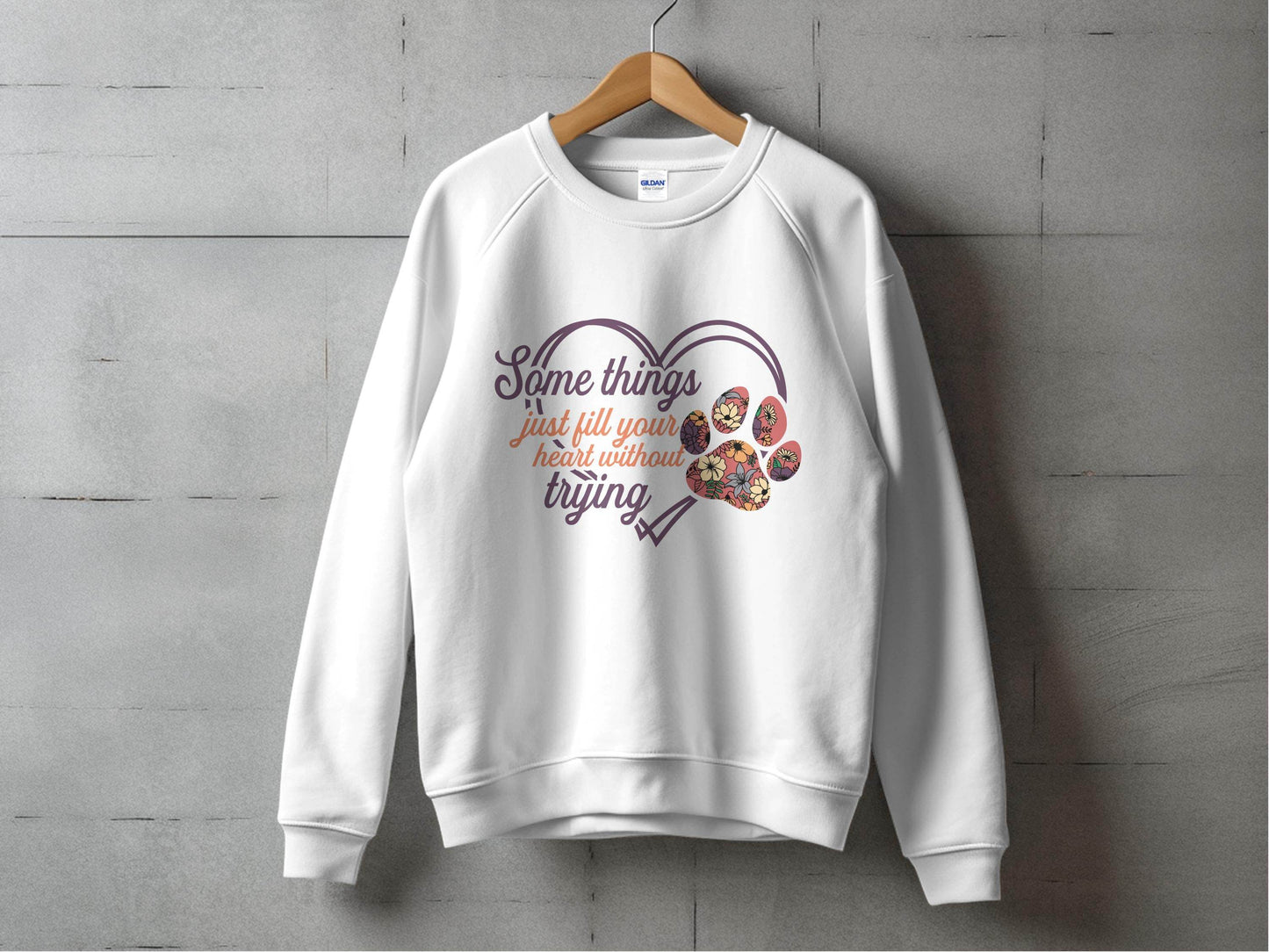 Some Things Fill Heart Without Trying Floral Paw Print Sweater - Design & Vybe