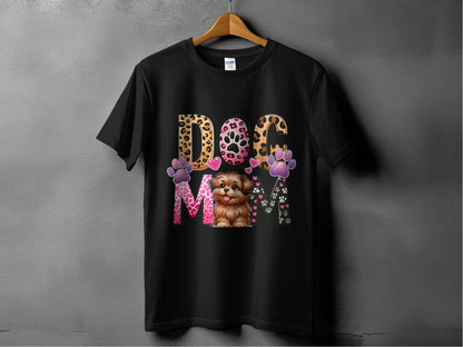 Dog Mom Cute Puppy Hearts Animal Print Design Graphic T-Shirt - Design & Vybe