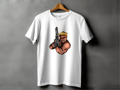 Graphic T-Shirt with Bold Gunman Design product type