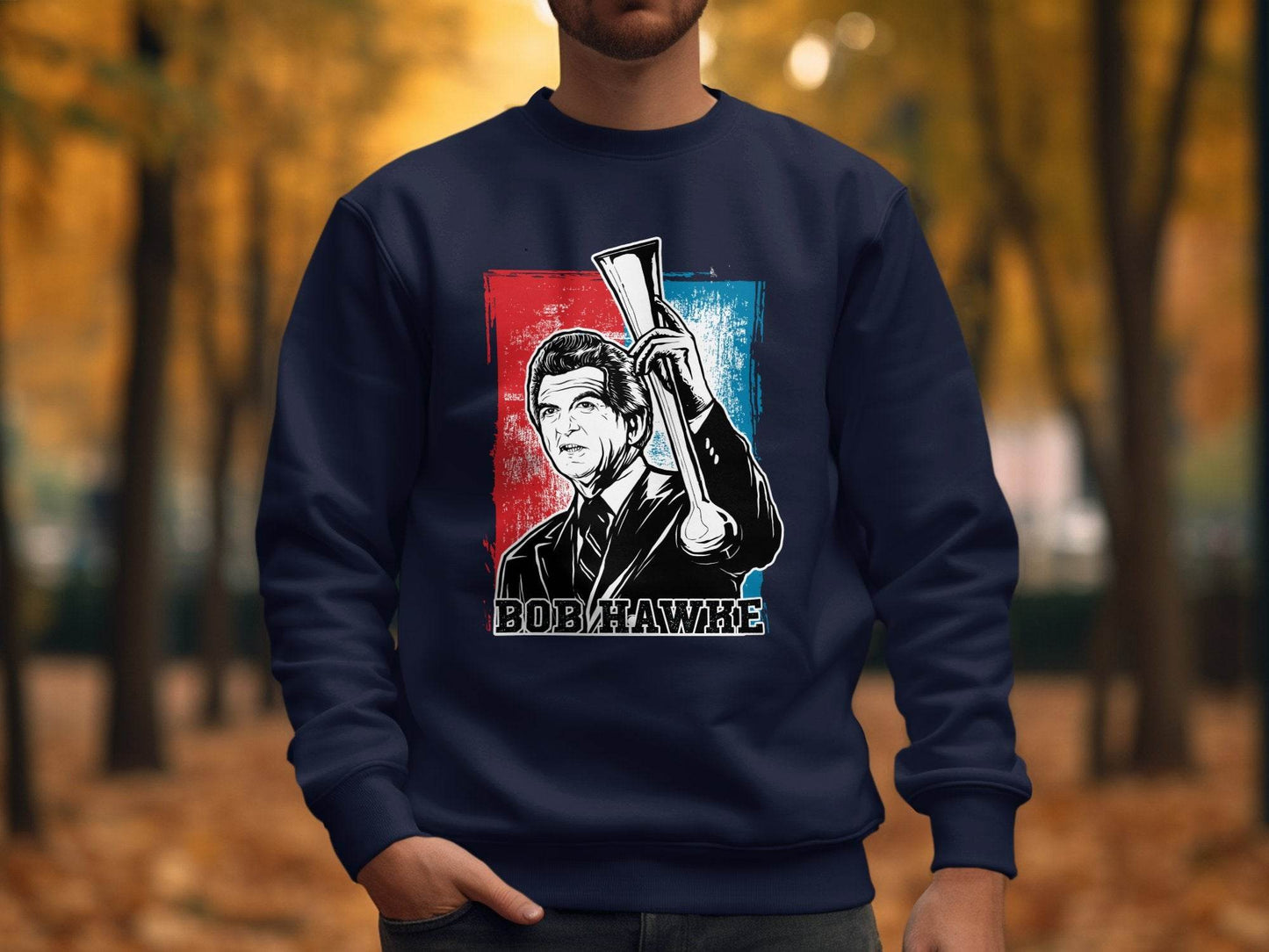 Iconic Bob Hawke Illustration Graphic Print Sweater - Design & Vybe