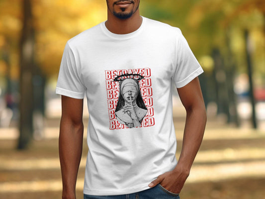 Blind Nun Betrayed Shhh Artistic Expression Design T-Shirt - Design & Vybe