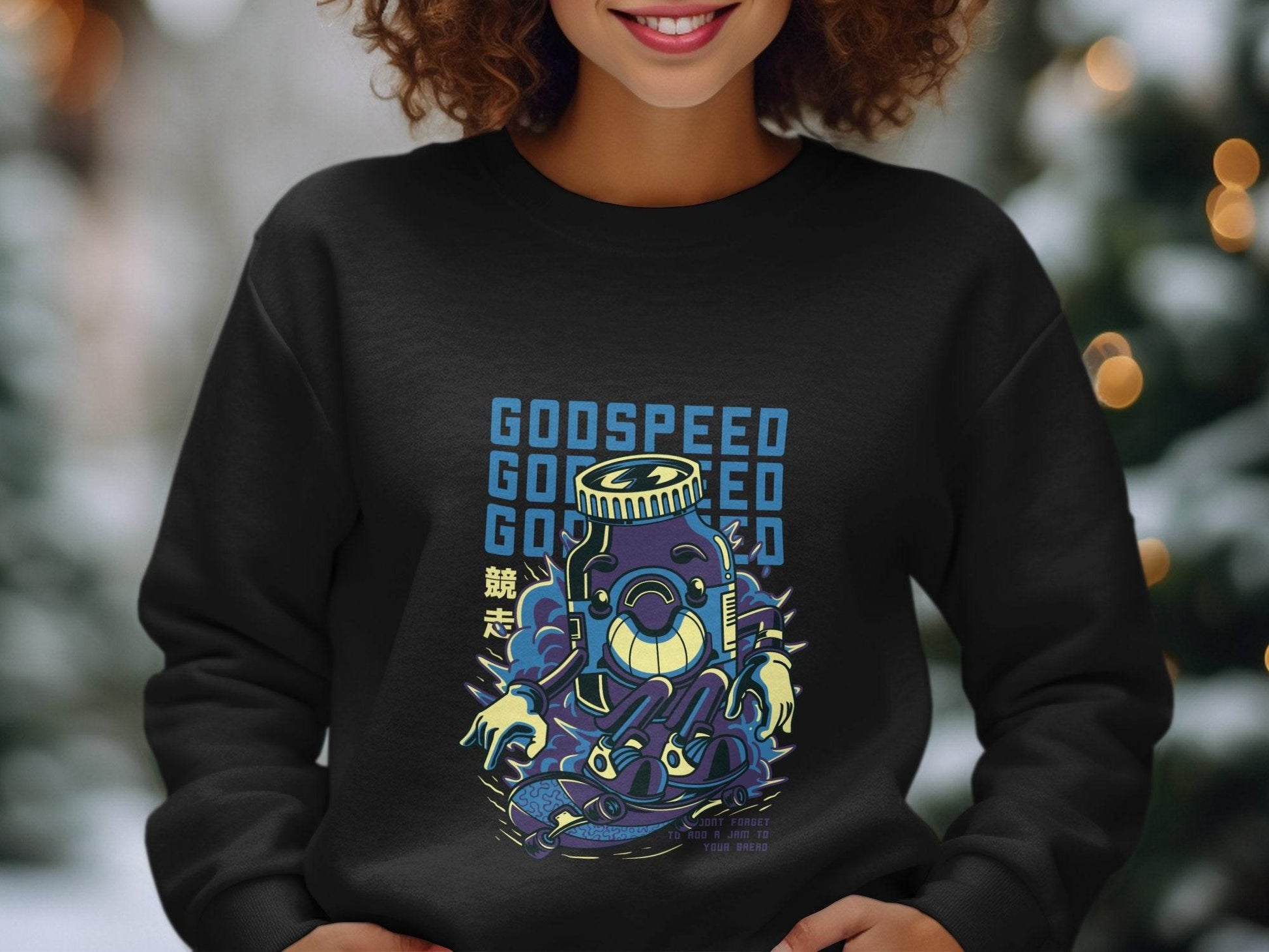 Godspeed Bottle With Skateboarding Graphic Sweater - Design & Vybe
