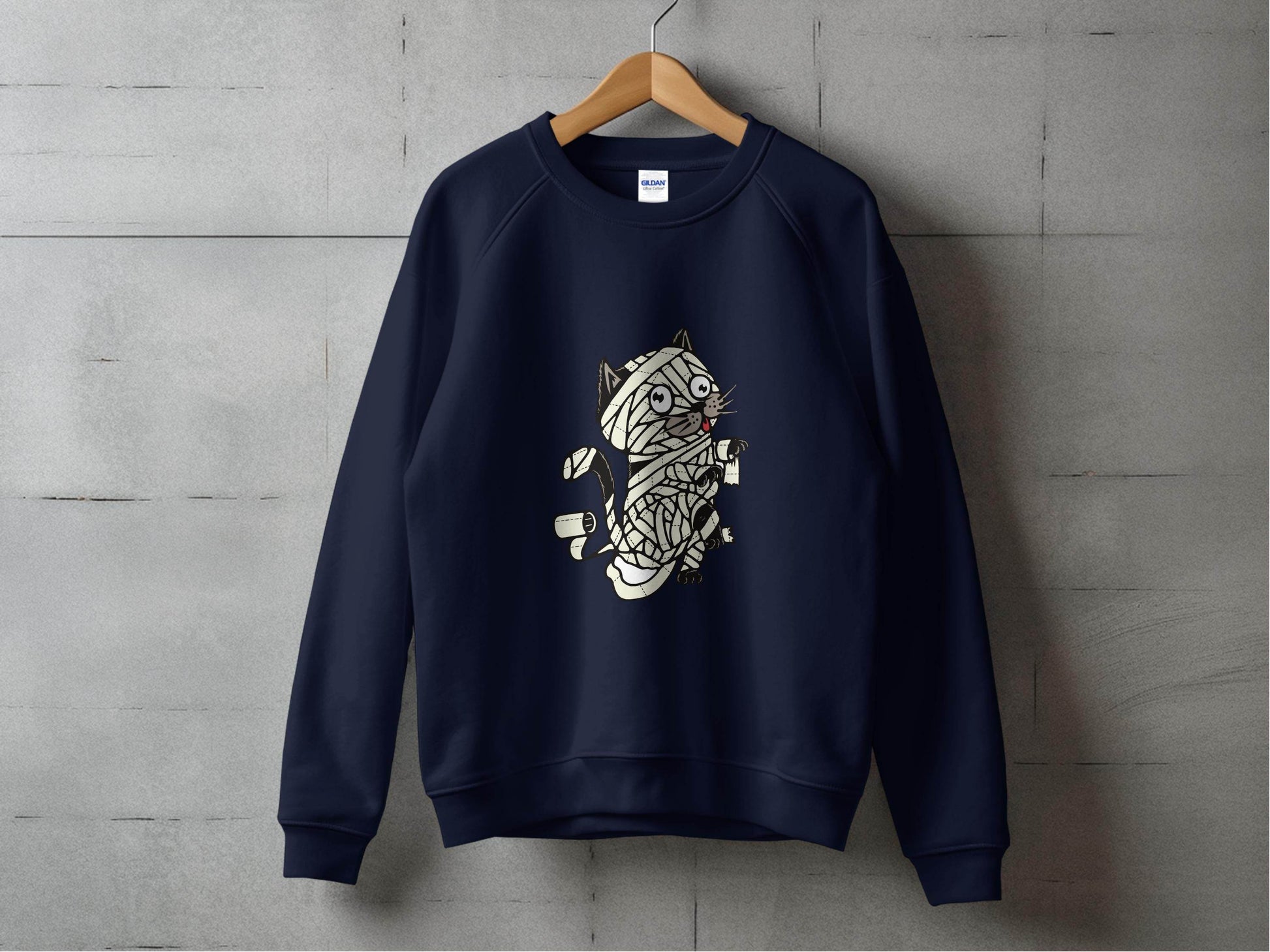Halloween Mummy Cat Wrapped Up In Bandages Funny Sweater - Design & Vybe