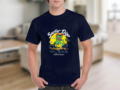 Cool Dinosaur Surfing Printed Stylish T-Shirt - Design & Vybe