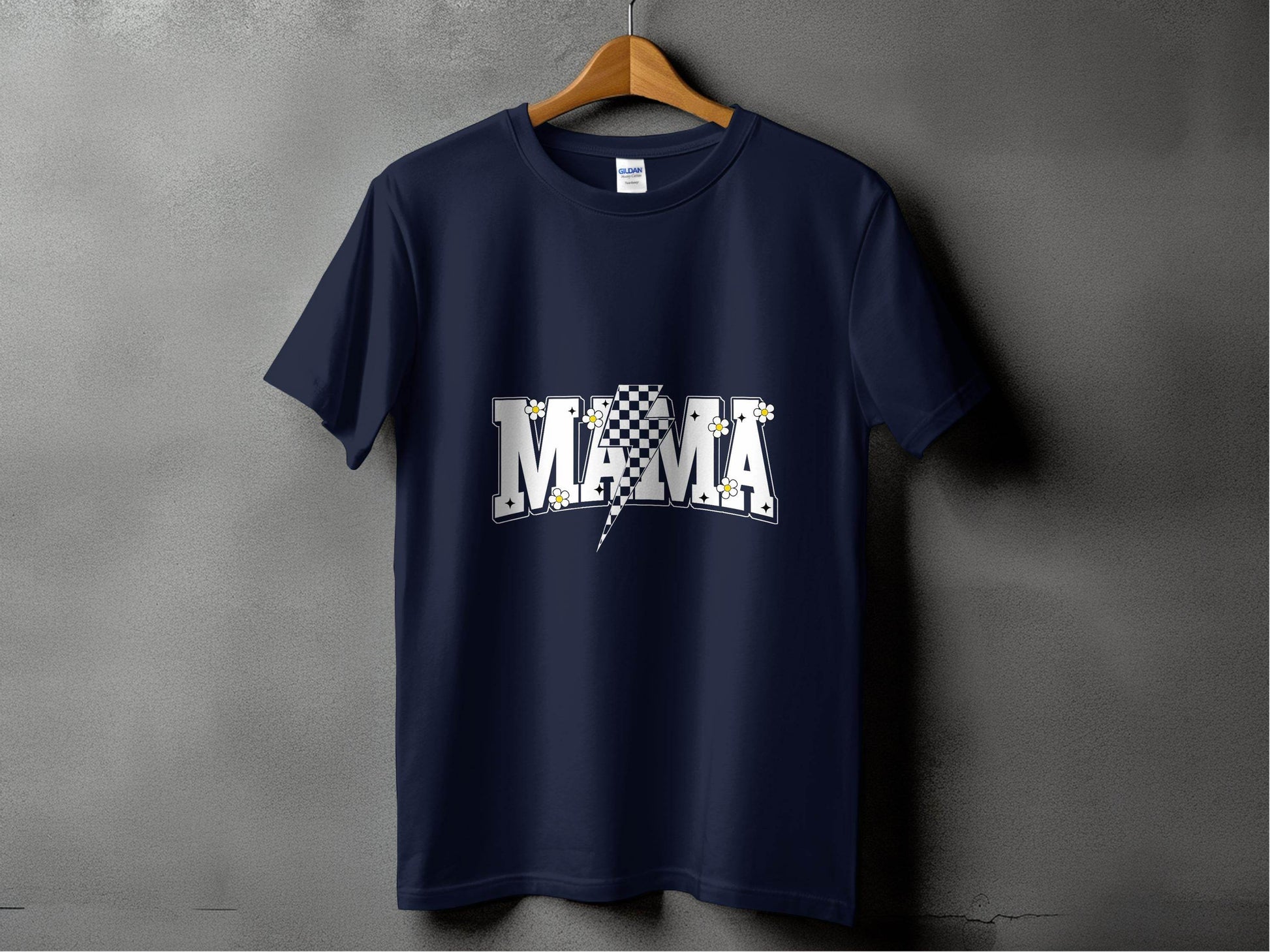 Retro Mama Checkered Bolt Floral Design Graphic T-Shirt - Design & Vybe