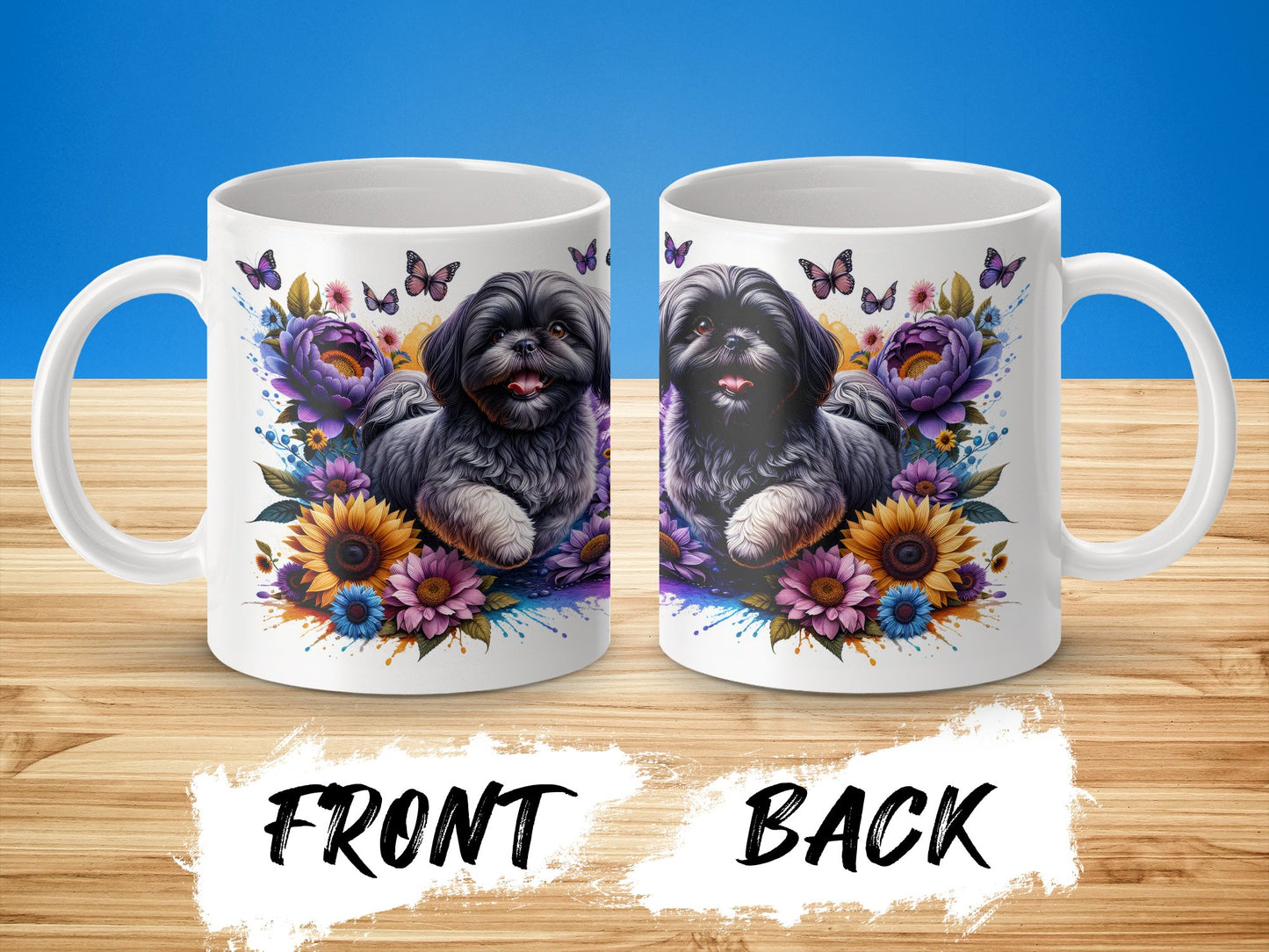 Adorable Floral Shih Tzu Dog Design Ceramic Mug product