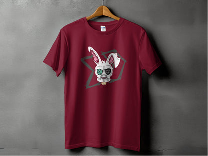 Unique Red T-Shirt for Fans with Sunglasses Rabbit product type