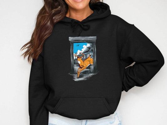 Wildlife Escape Deer Graphic Hoodie - Design & Vybe