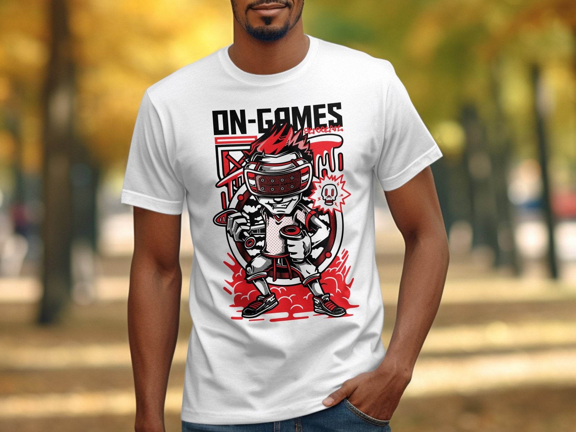 On Games Vr Gaming Schoolart Skull Graphic Design T-Shirt - Design & Vybe