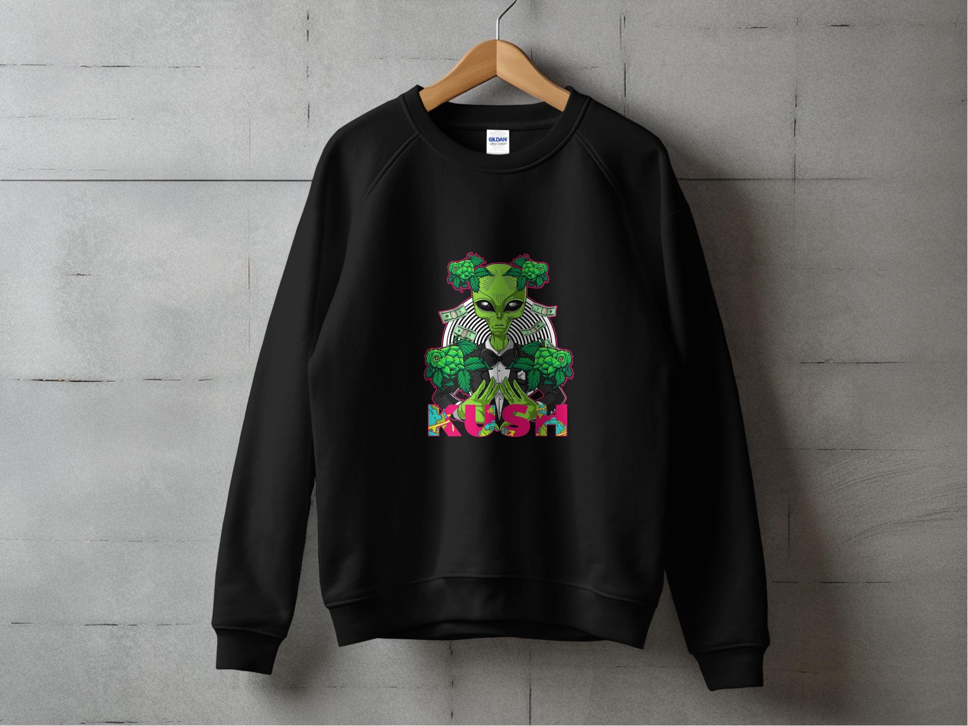 Alien and Kush Graphic Print Black Sweatshirt product