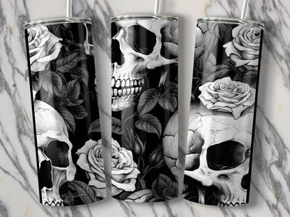 Skull and Roses Design Stainless Steel Tumbler product