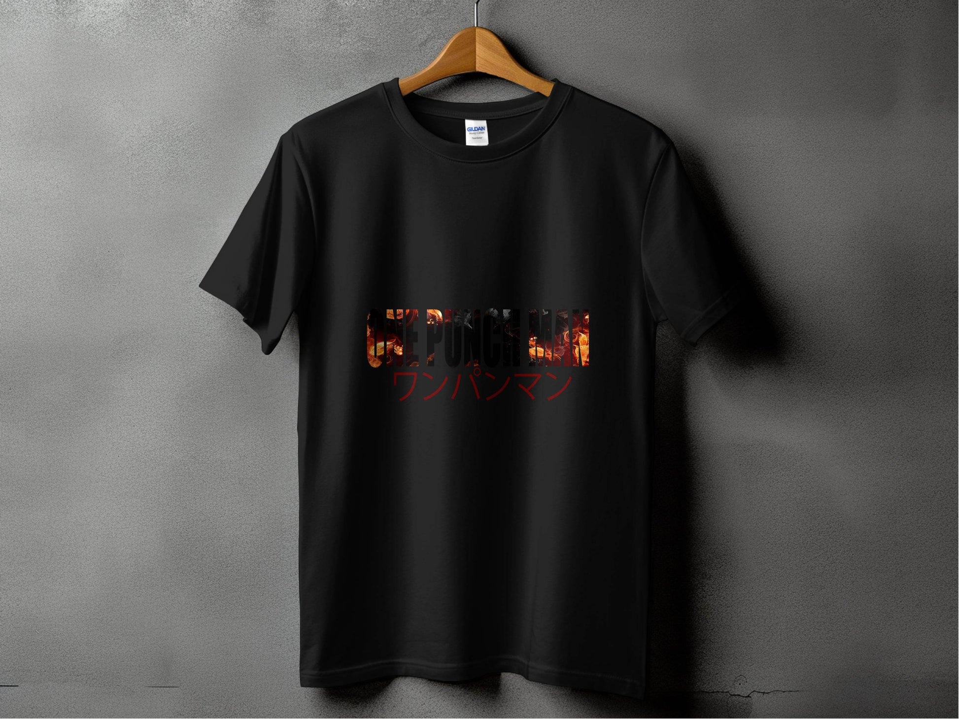 One Punch Man Design With Fire Background Novelty T-Shirt - Design & Vybe