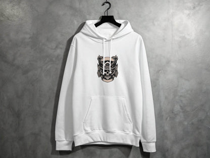 Skull with Guns and Flags Graphic Hoodie - Design & Vybe
