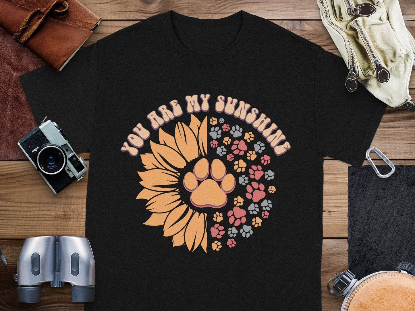 You Are My Sunshine Sunflower Paw Pattern Graphic T-Shirt - Design & Vybe
