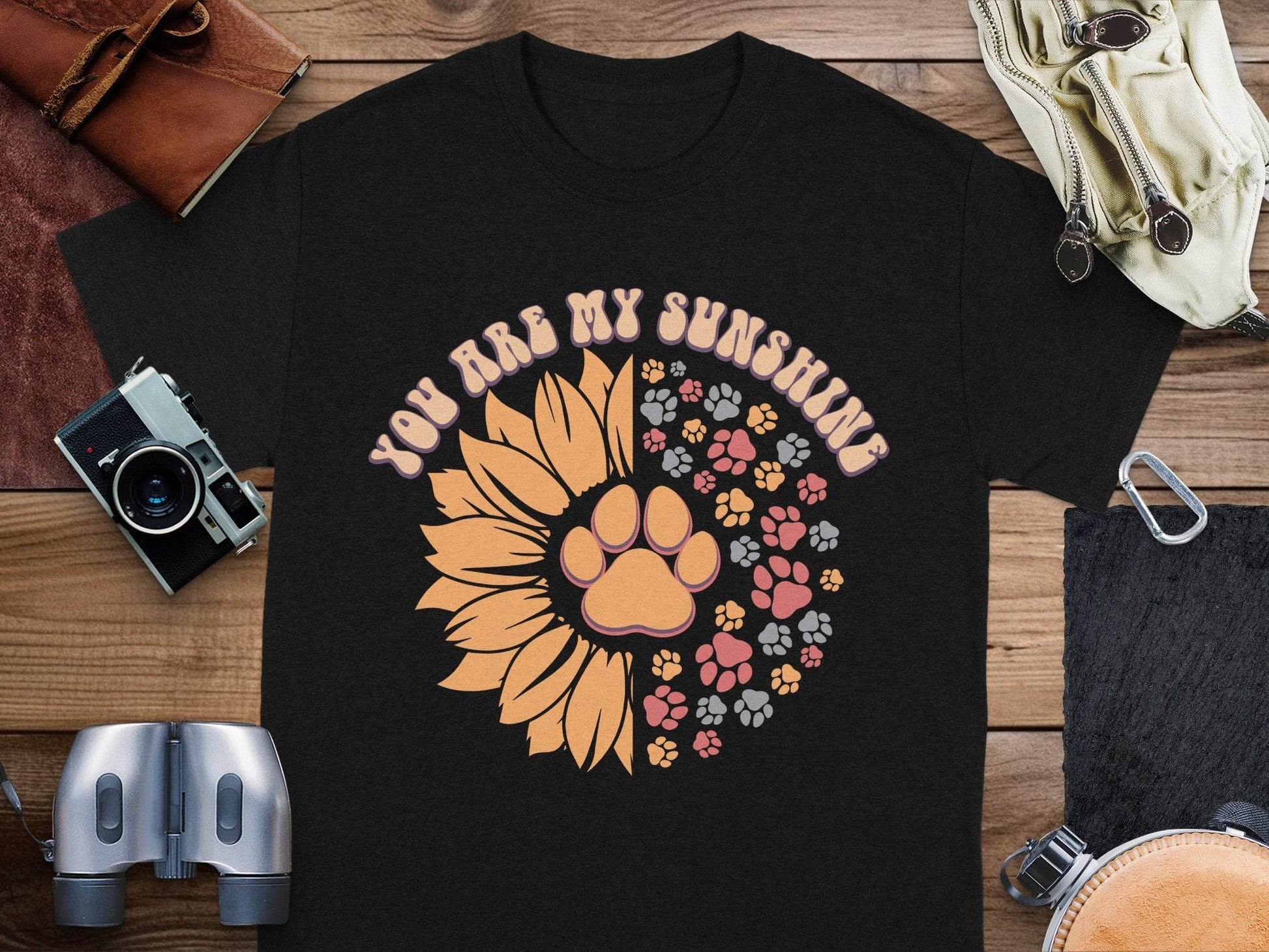 You Are My Sunshine Sunflower Paw Pattern Graphic T-Shirt - Design & Vybe