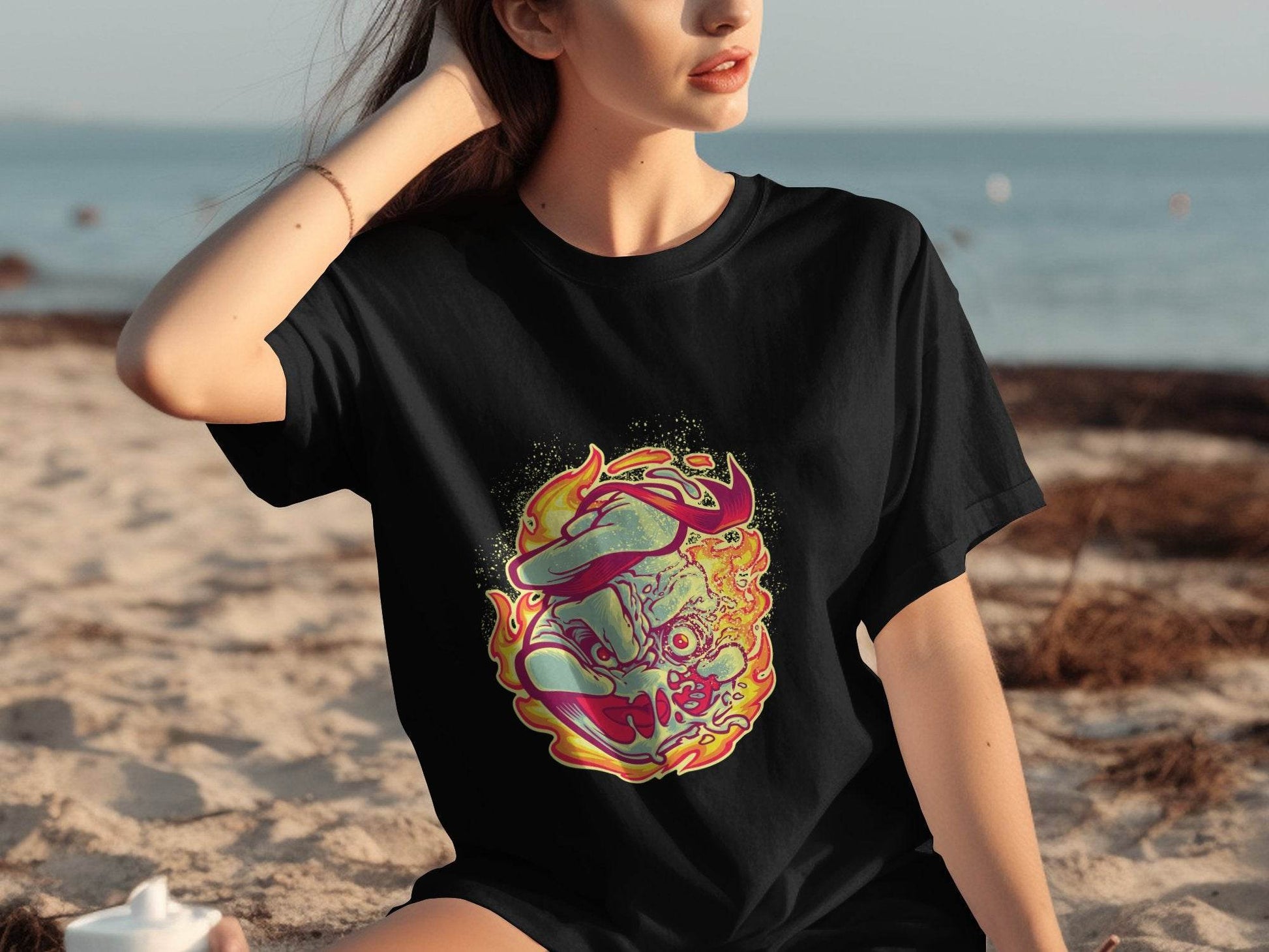 Burning Undead Creature in Flames Graphic Design T-Shirt - Design & Vybe