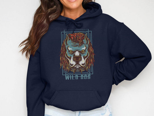 Ferocious Wild Dog Hair Rock Chok Spine Graphic Design Hoodie - Design & Vybe