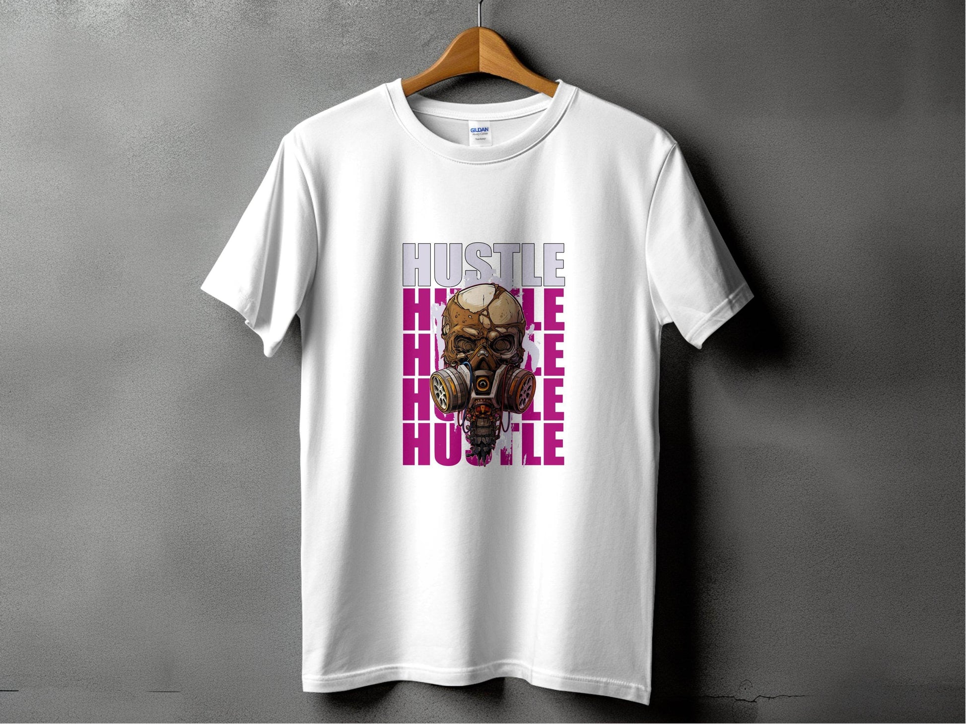 Hustle Skull With Gas Mask Graphic Design T-Shirt - Design & Vybe