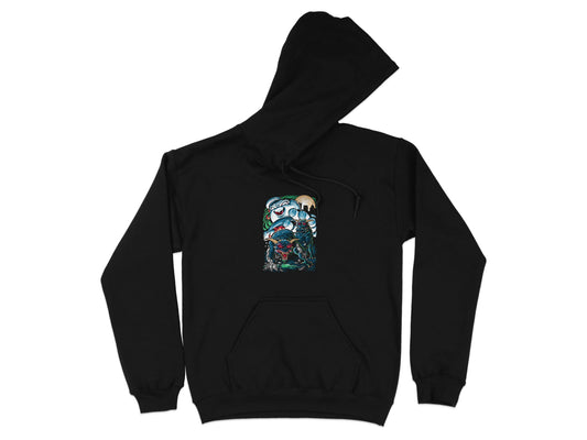 Artistic Abstract Design on Black Hooded Sweatshirt product