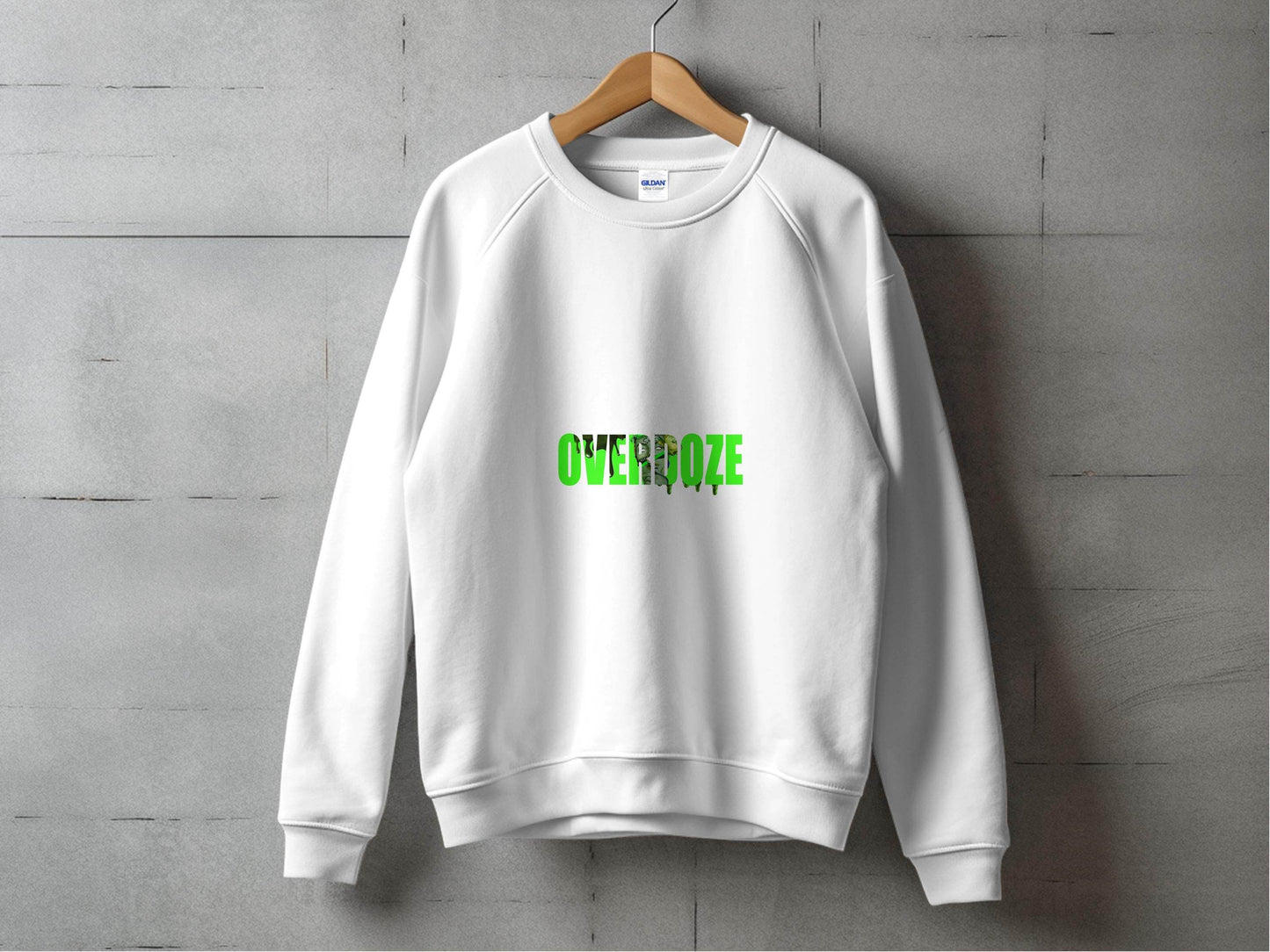 Overdoze Neon Green With Face Graphic Trendy Image Sweater - Design & Vybe