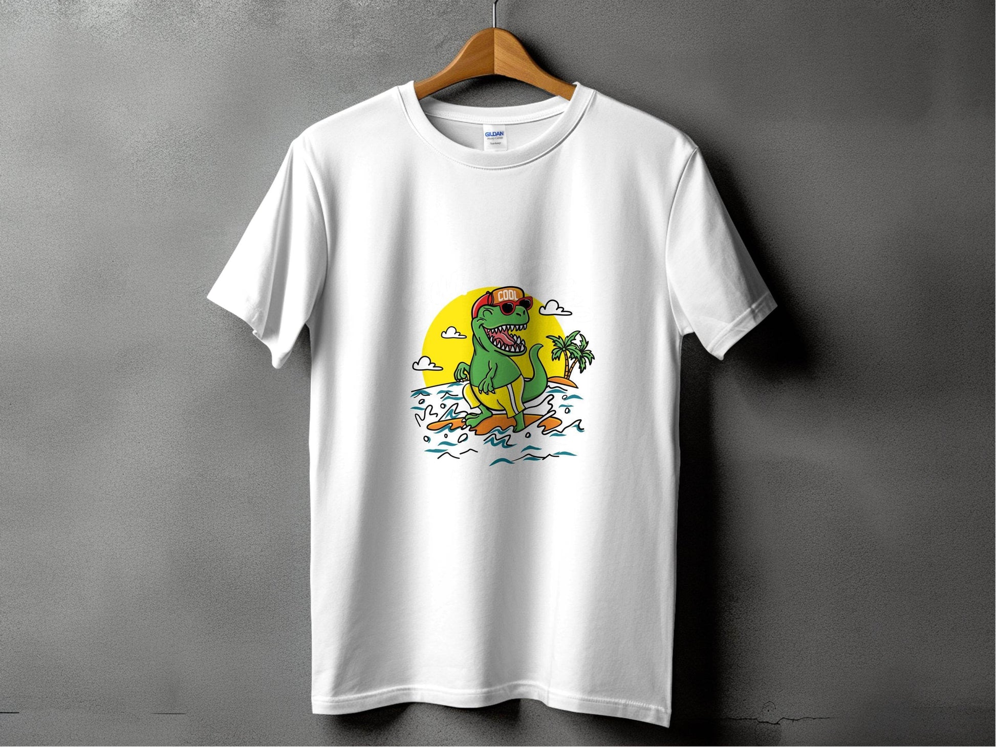 Cool Dinosaur Surfing Printed Stylish T-Shirt - Design & Vybe