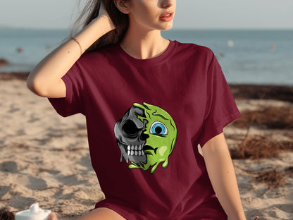 Unique Skull and Green Monster Design T-shirt product type