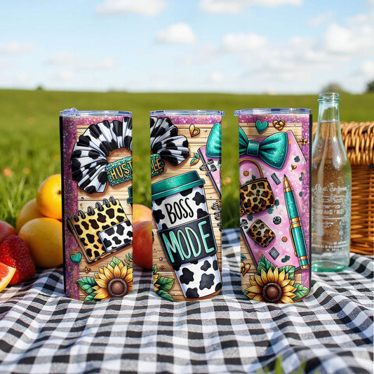 Cow Print Accessories with Boss Mode Style Gift For Entrepreneur Design Tumbler - Design & Vybe