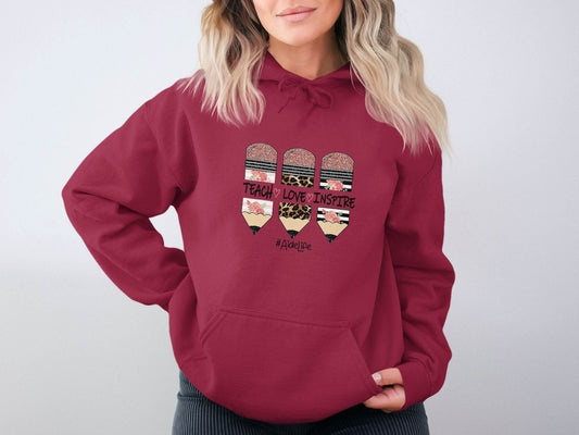 Teach Love Inspire Pencils for Teachers AideLife Hoodie - Design & Vybe