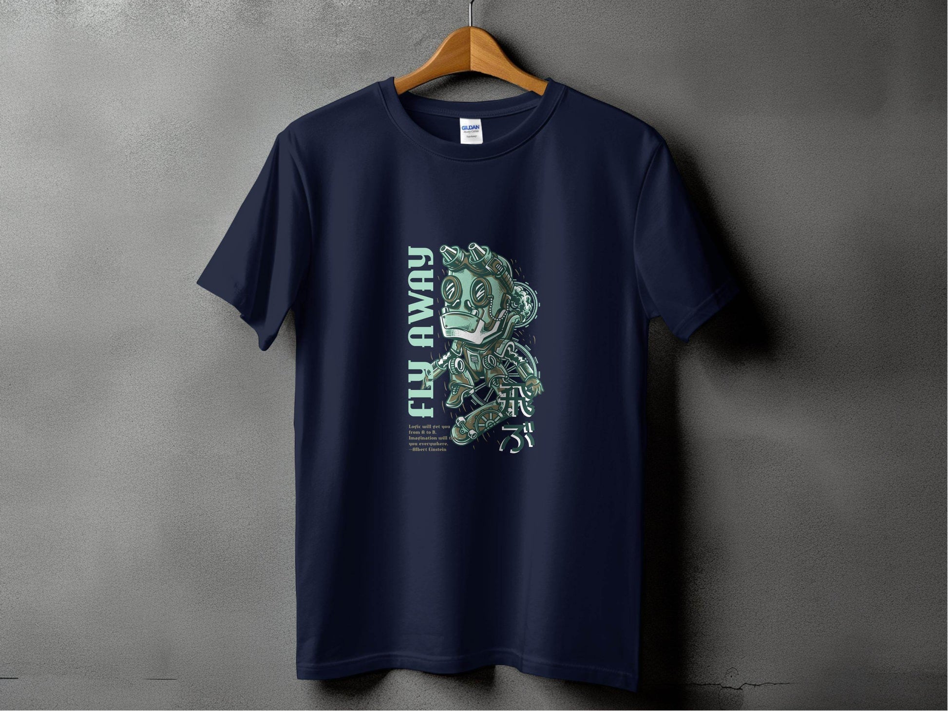 Fly Away Steampunk Robot Skateboard Graphic Design T-Shirt - Design & Vybe