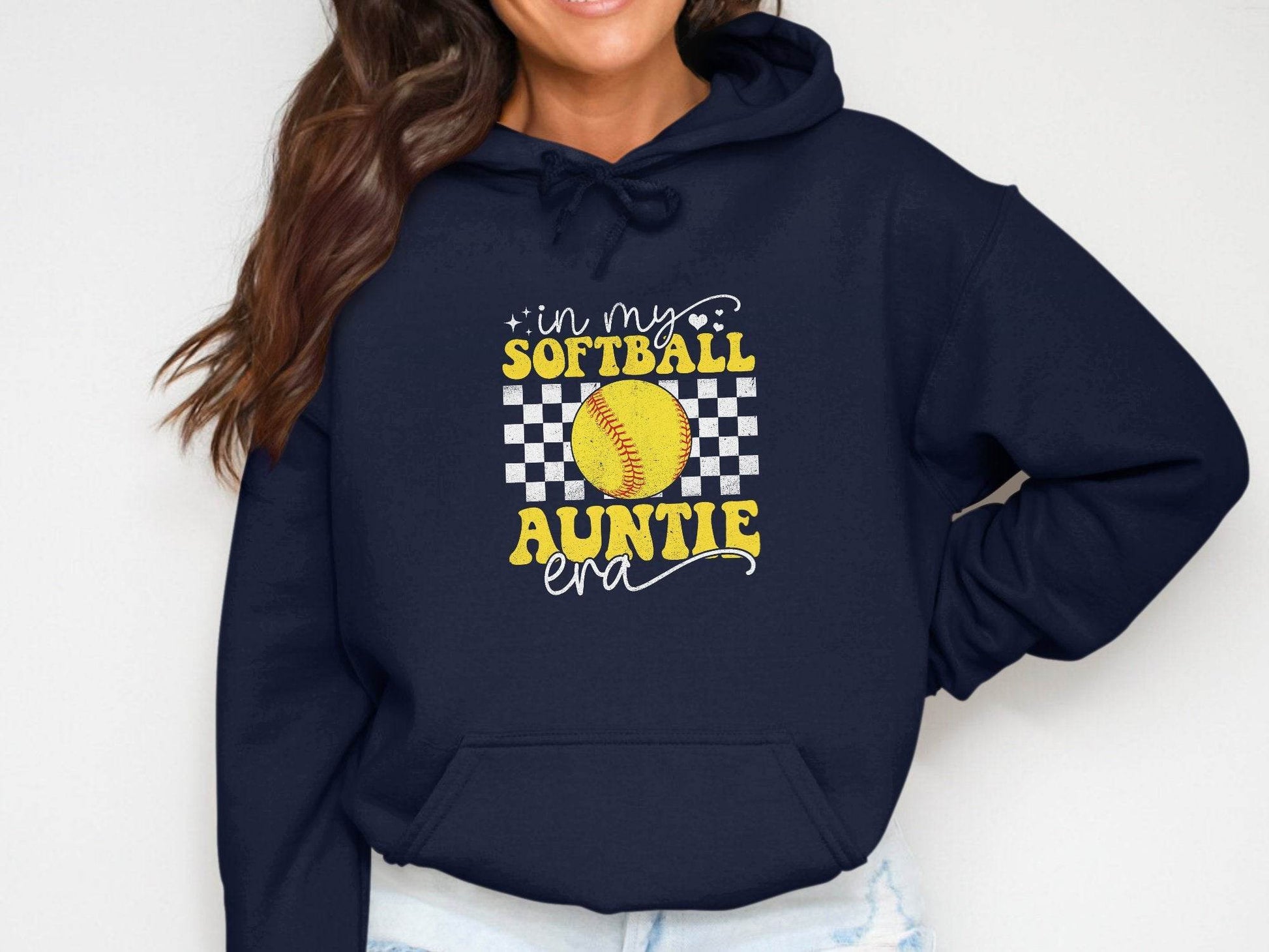 In My Softball Auntie Era Groovy Retro Proud Graphic Design Image Hoodie - Design & Vybe