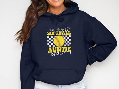 In My Softball Auntie Era Groovy Retro Proud Graphic Design Image Hoodie - Design & Vybe