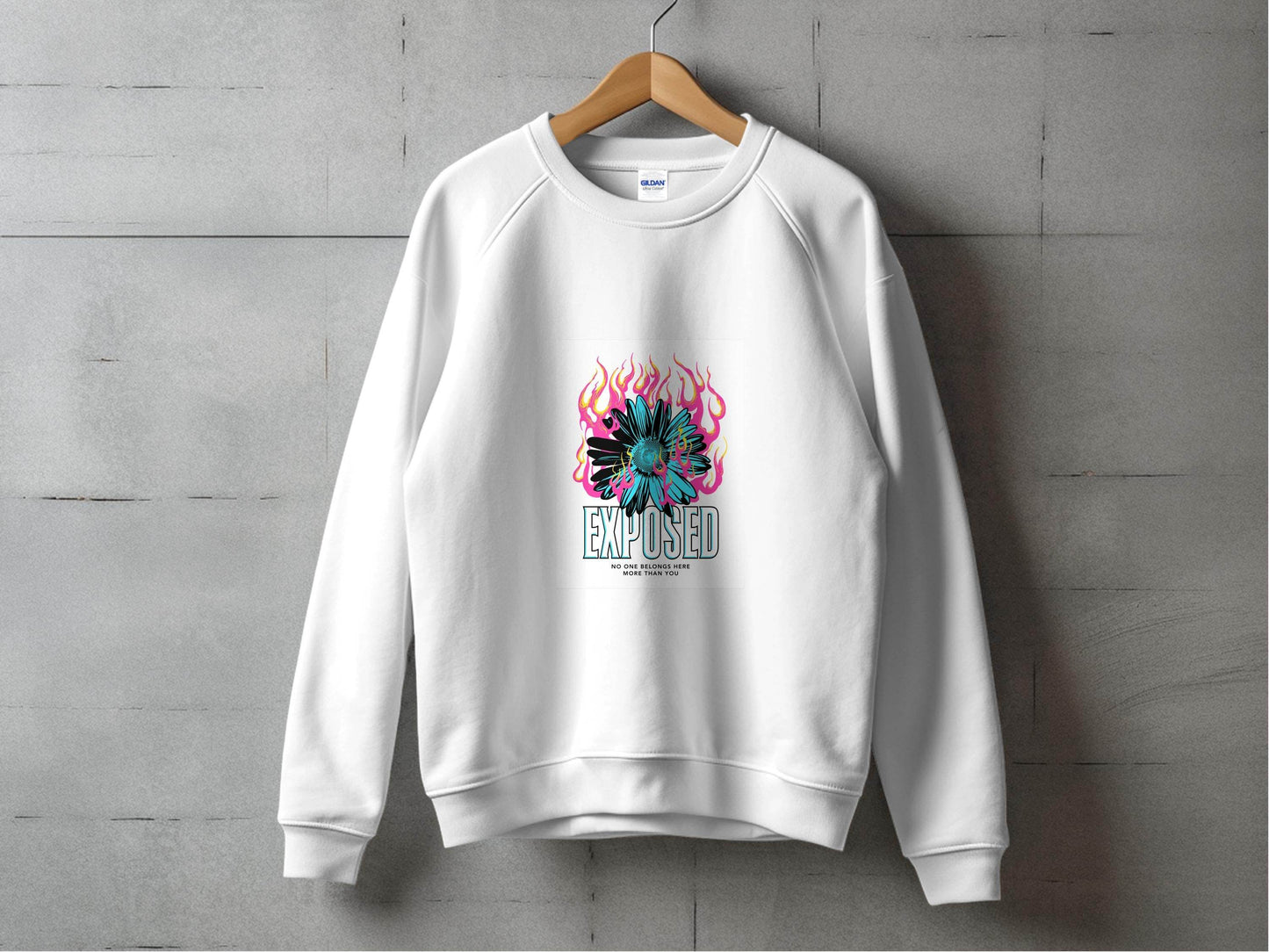Exposed Flower With Pink Flames Graphic Sweater - Design & Vybe