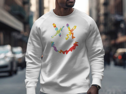 Unique Abstract Dead Smile Colorful Graphic Design Artwork Sweater - Design & Vybe
