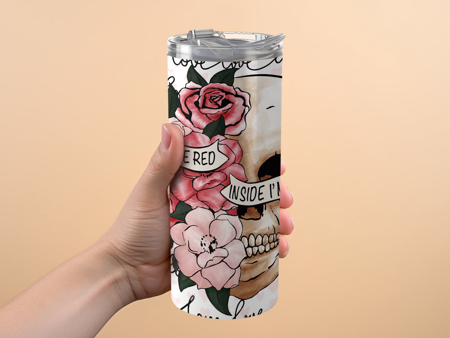 Floral Skull Design Travel Thermos Tumbler product type